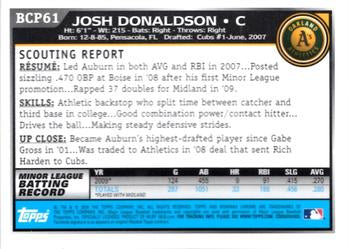 2010 Bowman Chrome Prospects #BCP61 Josh Donaldson Oakland Athletics