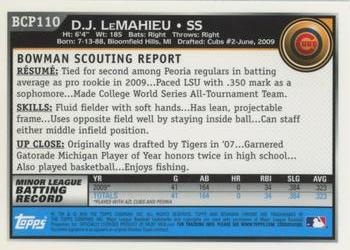 2010 Bowman Chrome Prospects #BCP110 D.J. LeMahieu Chicago Cubs