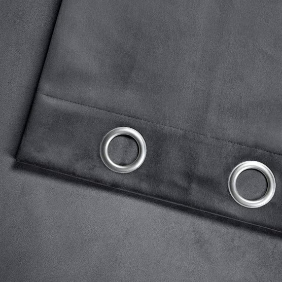 Total Blackout Gray Velvet Curtain Panels, 52 x 96 in, 2-Pack