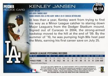 2010 Topps Update Kenley Jansen RC US-114 Los Angeles Dodgers