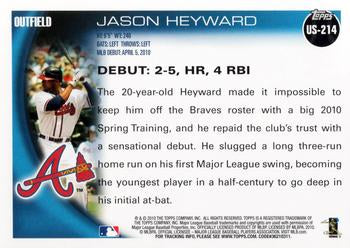 2010 Topps Update Jason Heyward RD US-214 Atlanta Braves