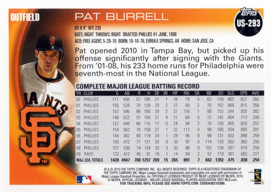 2010 Topps Update Pat Burrell US-293 San Francisco Giants