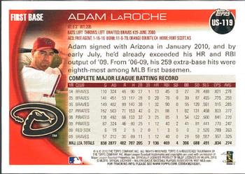 2010 Topps Update Adam LaRoche US-119 Arizona Diamondbacks