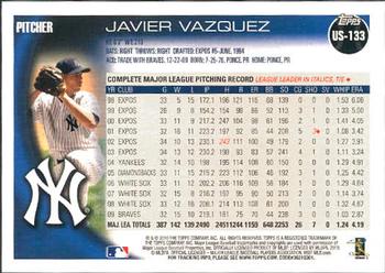 2010 Topps Update Javier Vazquez US-133 New York Yankees