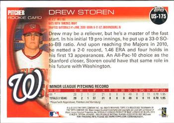 2010 Topps Update Drew Storen RC US-175 Washington Nationals