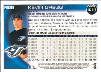 2010 Topps Update Kevin Gregg US-218 Toronto Blue Jays