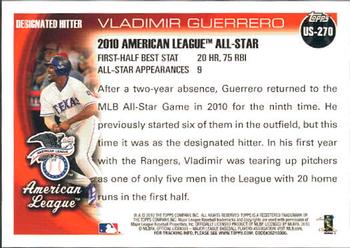 2010 Topps Update Vladimir Guerrero AS US-270 Texas Rangers