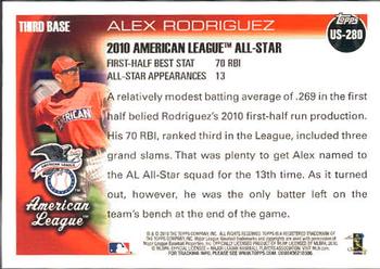 2010 Topps Update Alex Rodriguez AS US-280 New York Yankees