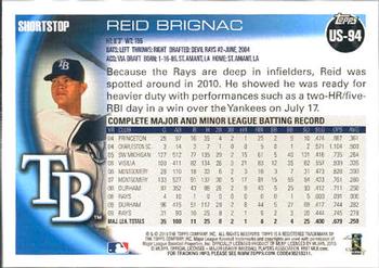 2010 Topps Update Reid Brignac US-94 Tampa Bay Rays