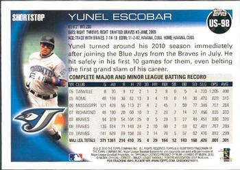 2010 Topps Update Yunel Escobar US-98 Toronto Blue Jays