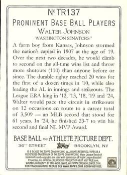2010 Topps Turkey Red #TR137 Walter Johnson Washington Senators