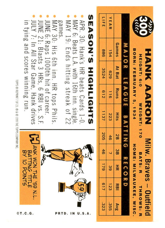 2000 Topps #7 Hank Aaron Limited Aaron