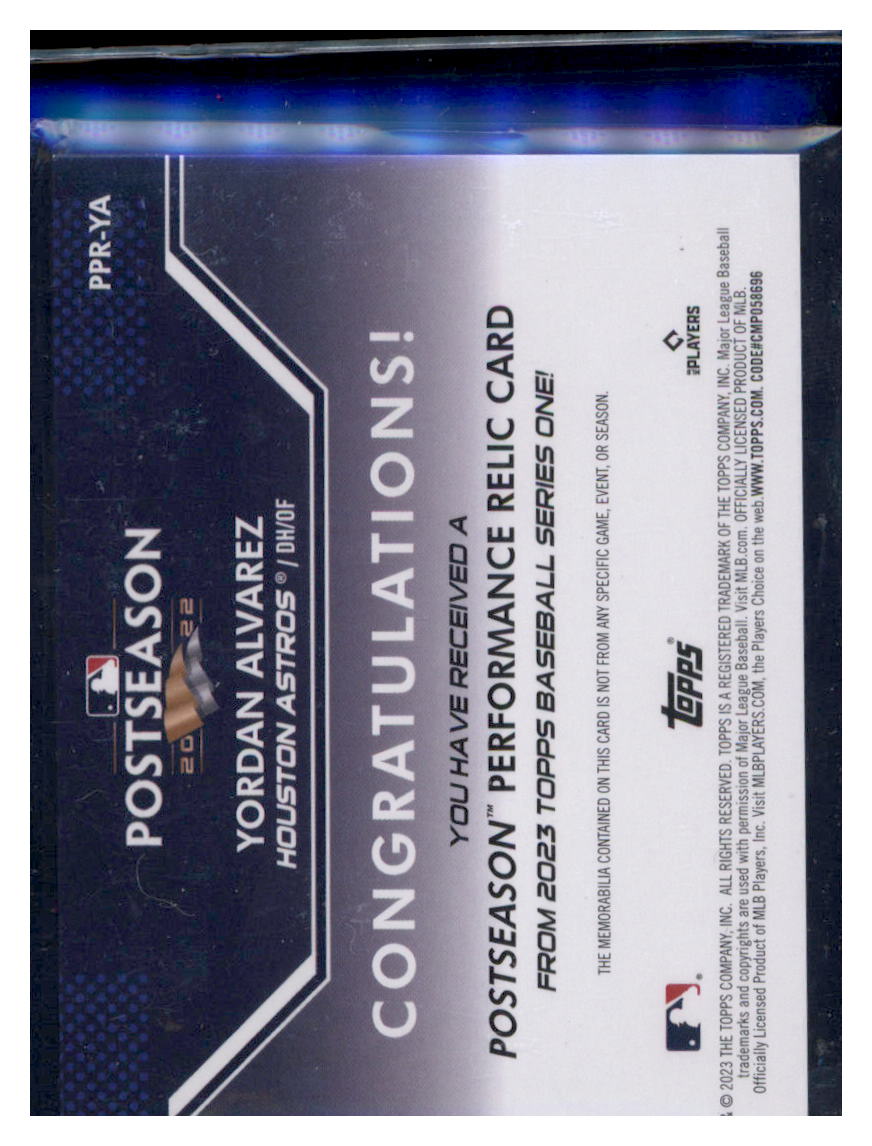 2023 Topps #PPR-YA Yordan Alvarez Postseason Performance Relics #/99