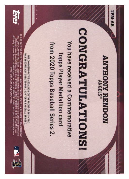 2020 Topps #TPM-AR Anthony Rendon Topps Player Medallions