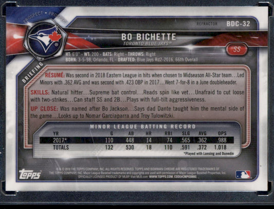2018 Bowman Draft #BDC-32 Bo Bichette Chrome Refractors