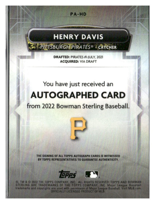 2022 Bowman Sterling #PA-HD Henry Davis Prospect Autographs