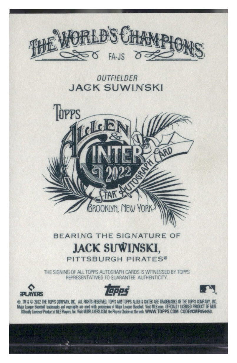 2022 Topps Allen & Ginter #FA-JS Jack Suwinski Full-Size Autographs