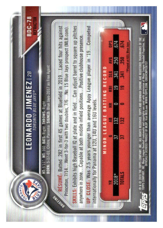 2019 Bowman Draft #BDC-78 Leonardo Jimenez Chrome