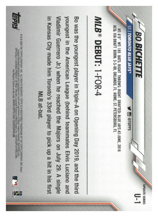 2020 Topps Update #U-1 Bo Bichette