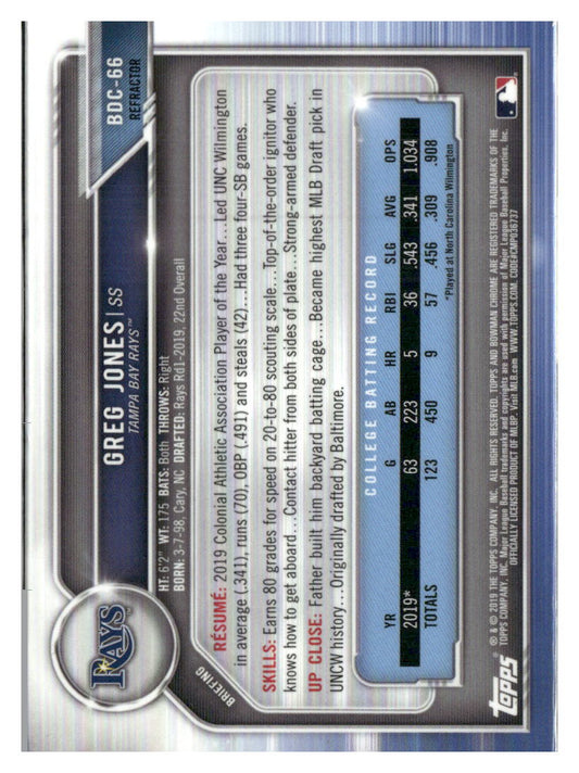 2019 Bowman Draft #BDC-66 Greg Jones Chrome Refractor