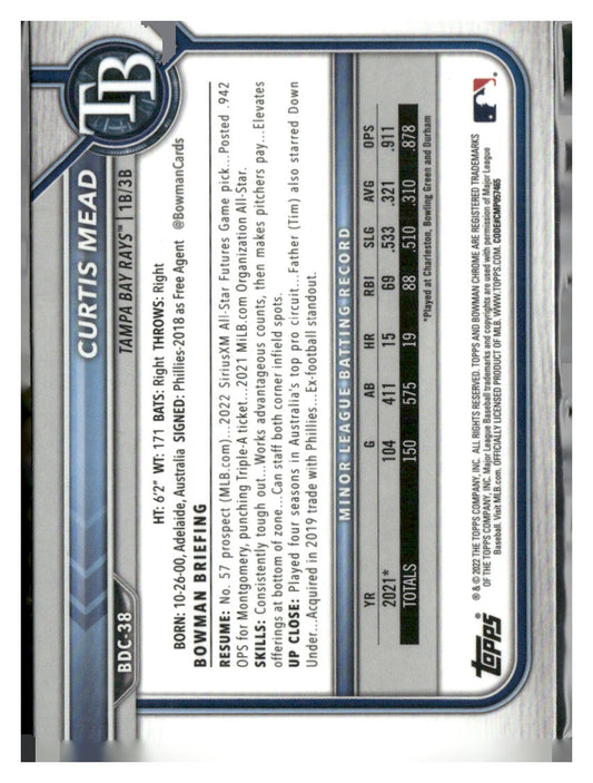 2022 Bowman Draft Sapphire Edition #BDC-38 Curtis Mead