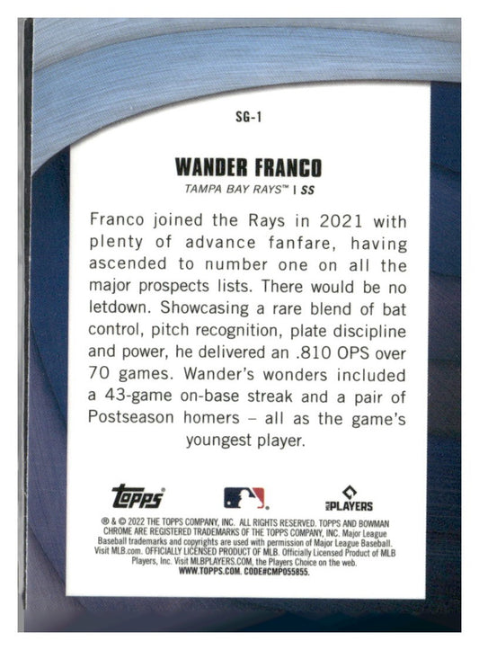 2022 Bowman Chrome #SG-1 Wander Franco Shades of Greatness