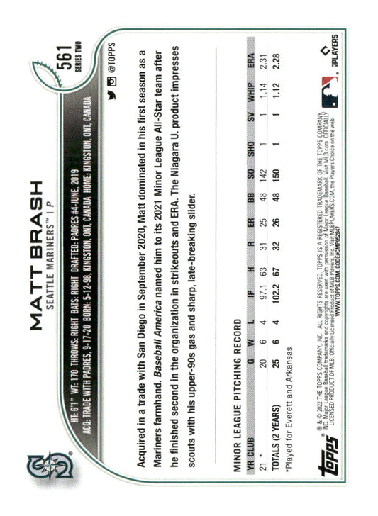 2022 Topps #561 Matt Brash