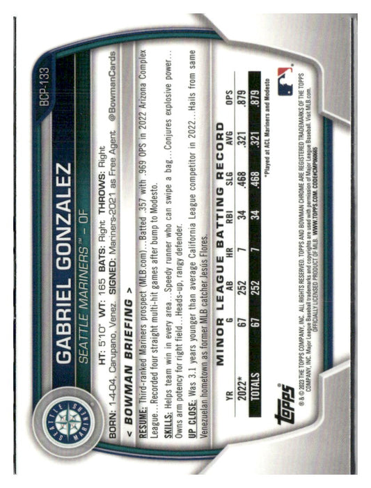 2023 Bowman #BCP-133 Gabriel Gonzalez Chrome Prospects