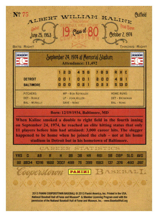 2013 Panini Cooperstown #75 Al Kaline