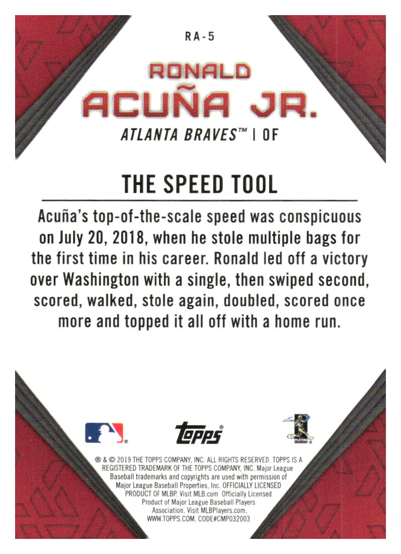 2019 Topps #RA-5 Ronald Acuña Jr. Ronald Acuna Jr. Star Player Highlights