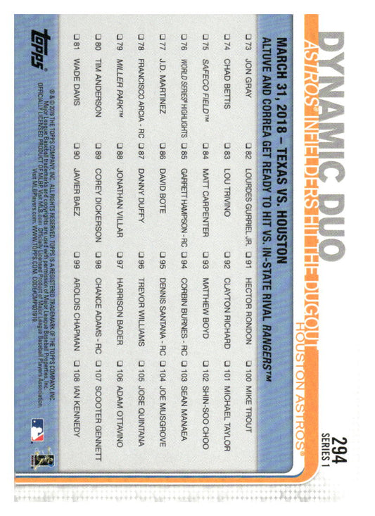 2019 Topps #294 Dynamic Duo