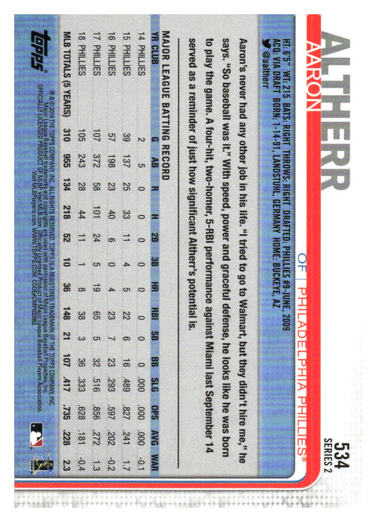 2019 Topps #534 Aaron Altherr All-Star Game