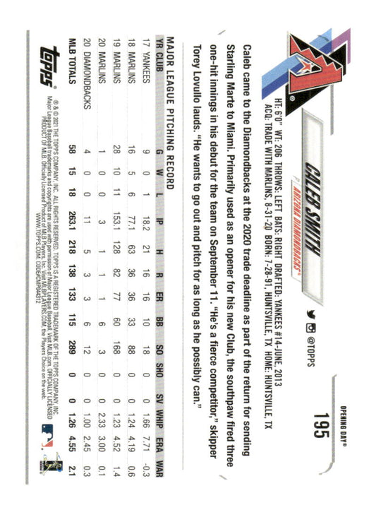 2021 Topps Opening Day #195 Caleb Smith