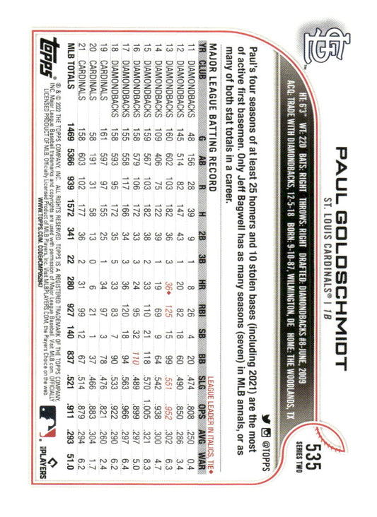 2022 Topps #535 Paul Goldschmidt
