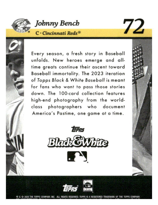 2023 Topps Black & White #72 Johnny Bench