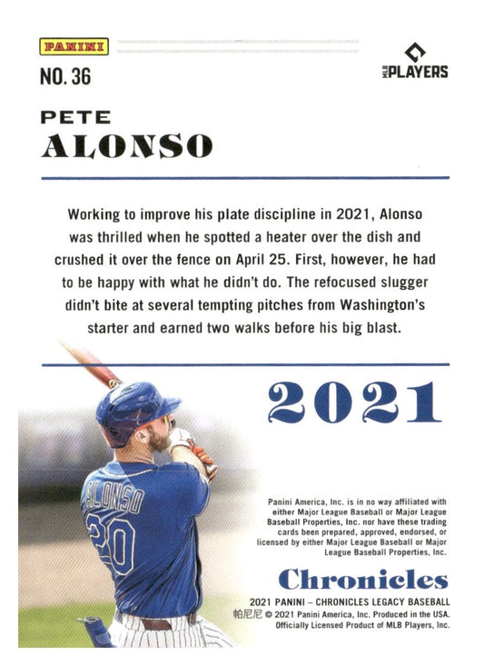 2021 Panini Chronicles #36 Pete Alonso Chronicles