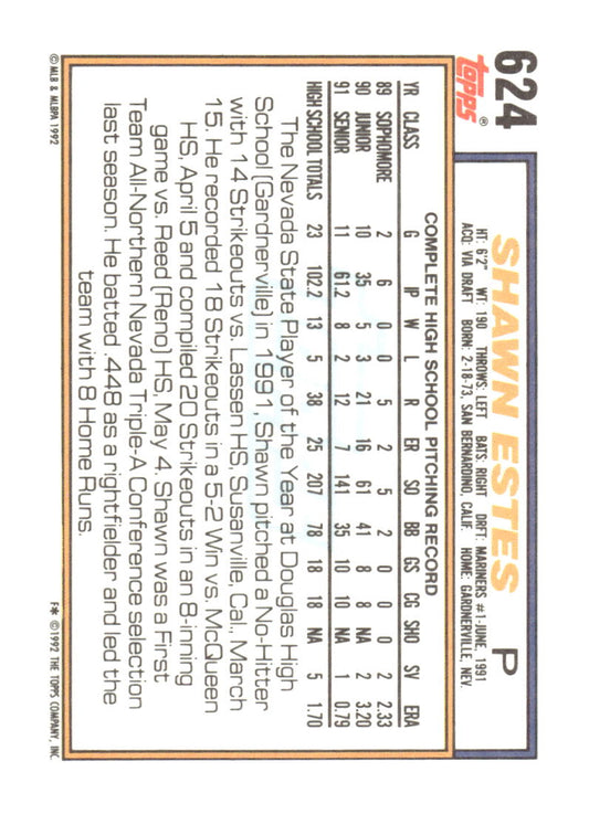 1992 Topps #624 Shawn Estes