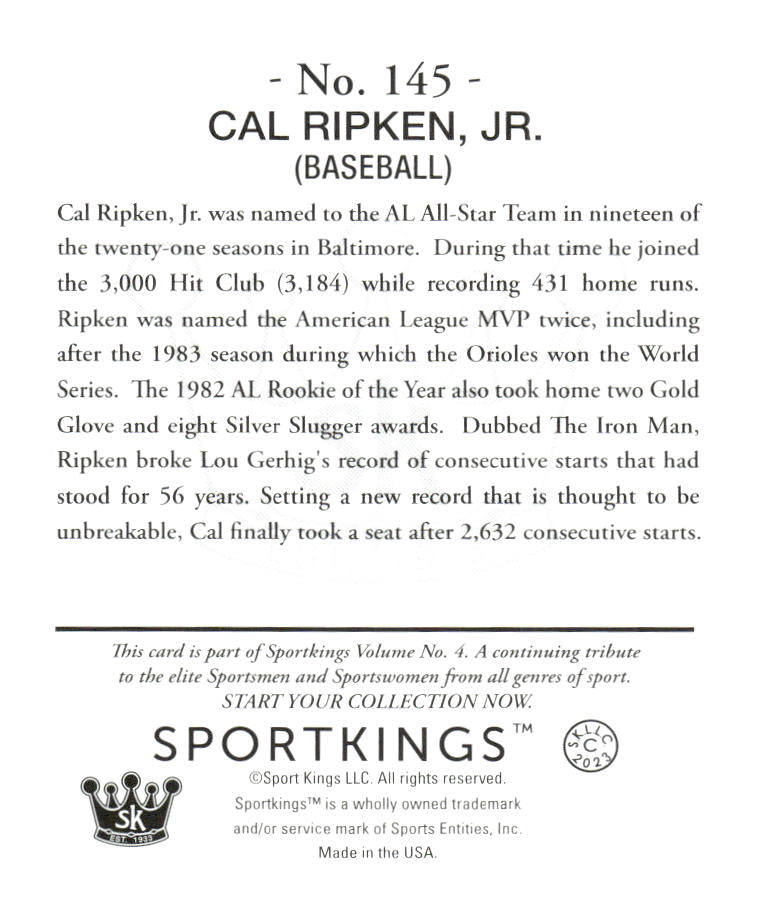 2023 Sportkings Volume 4 #145 Cal Ripken Jr. Mini