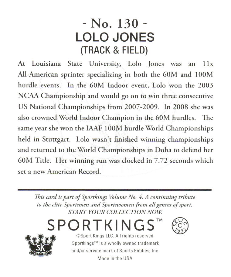2023 Sportkings Volume 4 #130 Lolo Jones Mini