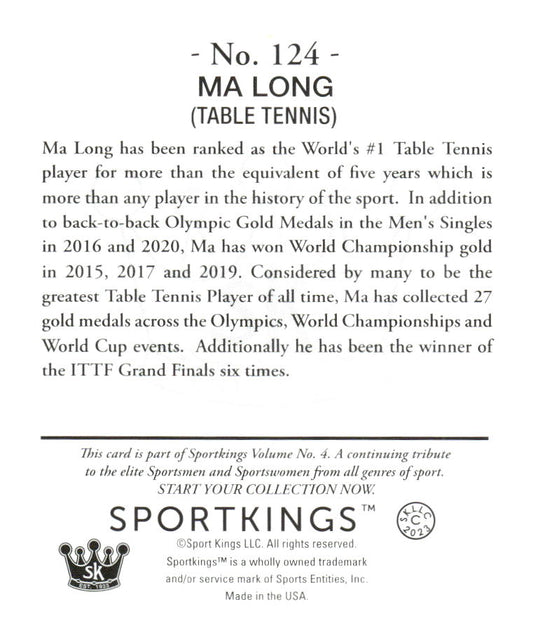 2023 Sportkings Volume 4 #124 Ma Long Mini