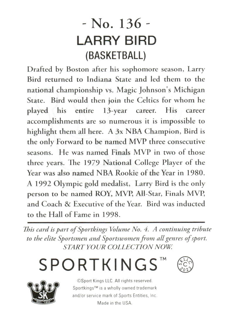 2023 Sportkings Volume 4 #136 Larry Bird