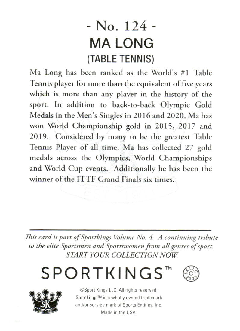2023 Sportkings Volume 4 #124 Ma Long Silver