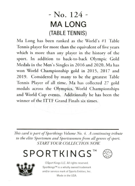 2023 Sportkings Volume 4 #124 Ma Long Silver