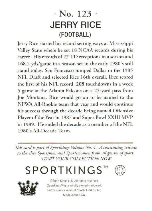 2023 Sportkings Volume 4 #123 Jerry Rice Light Blue