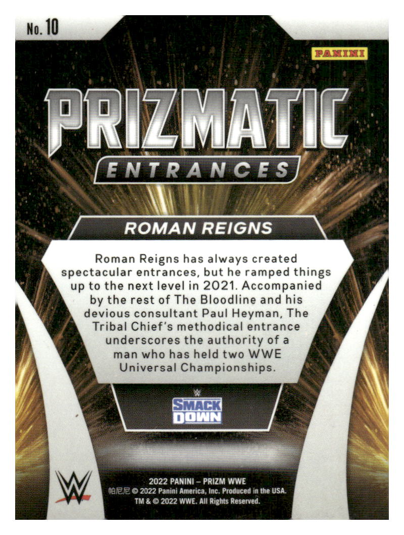 2022 Panini Prizm WWE #10 Roman Reigns Prizmatic Entrances