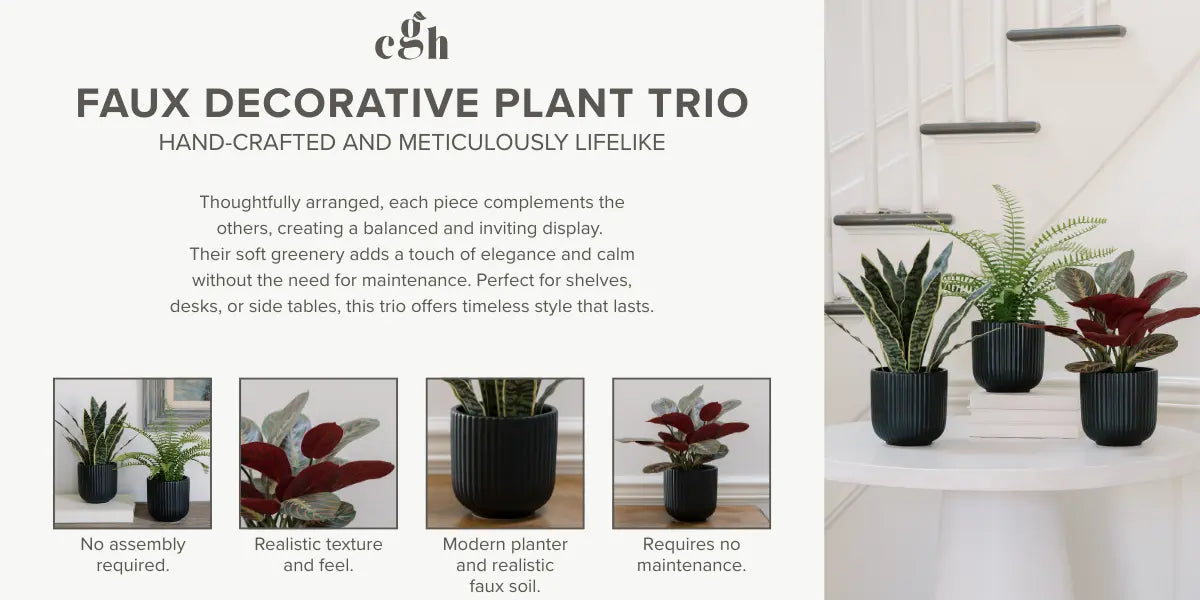 Faux Decorative Plant Trio
