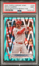 将图片加载到图库查看器,2022 Topps Chrome Sonic #220 Bryce Harper Aqua RayWave Refractor PSA 9 #/199