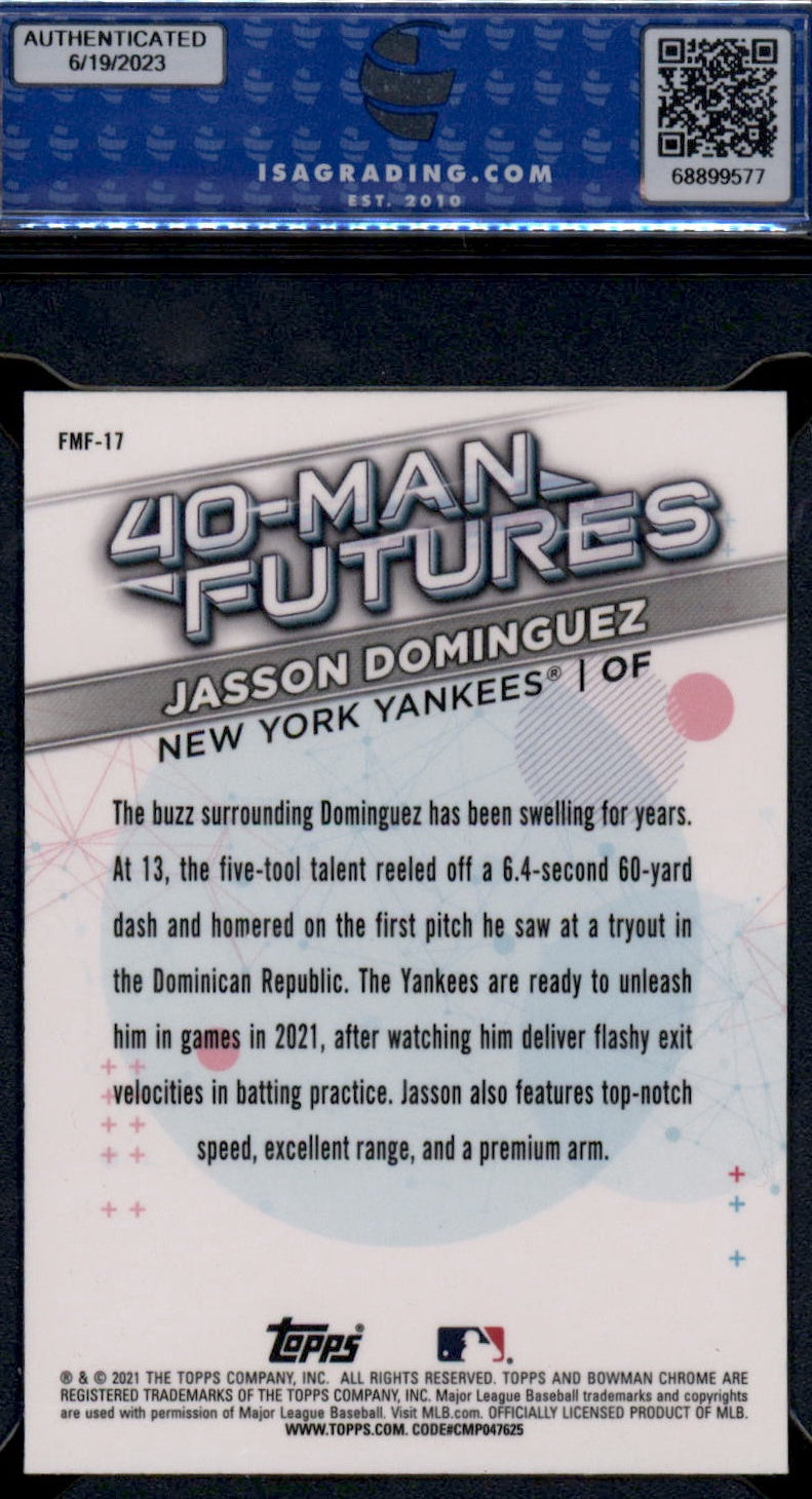 2021 Bowman Chrome #FMF-17 Jasson Dominguez 40-Man Futures ISA 9