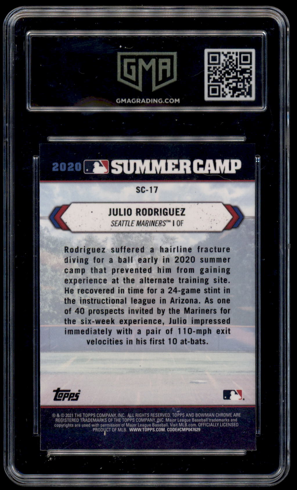 2021 Bowman Chrome #SC-17 Julio Rodriguez 2020 Summer Camp GMA 10