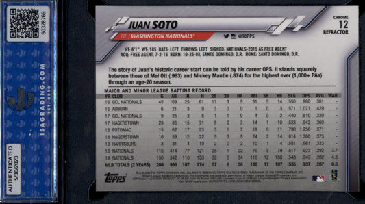 2020 Topps Chrome #12 Juan Soto Refractor ISA 10